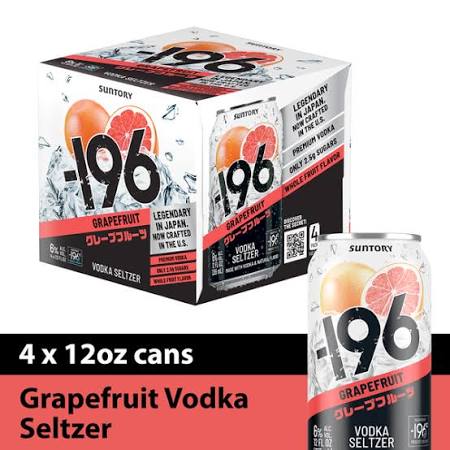 Suntory -196 Vodka Cocktail Seltzer Grapefruit 4/Pk 355ml – Hi Proof