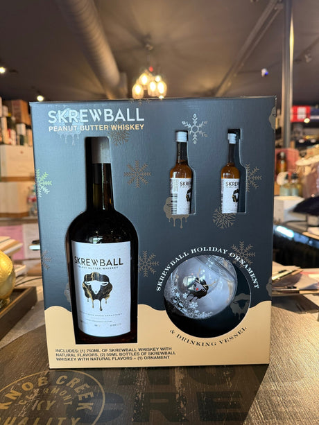Skrewball Peanut Butter Whiskey 750ml with 50ml (mini - 2bottles)Onaments (Gift Pack) - Hi Proof - Skrewball