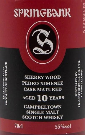 Springbank Pedro Ximenez Cask Matured 10 Year Old Single Malt - Hi Proof - Springbank