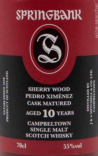 Springbank Pedro Ximenez Cask Matured 10 Year Old Single Malt - Hi Proof - Springbank
