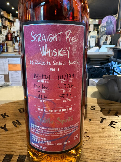 Subtle Spirits Rye 13.5 Year Vol 4 RS-124 111.4 Proof 750ml - Hi Proof - Subtle Spirits
