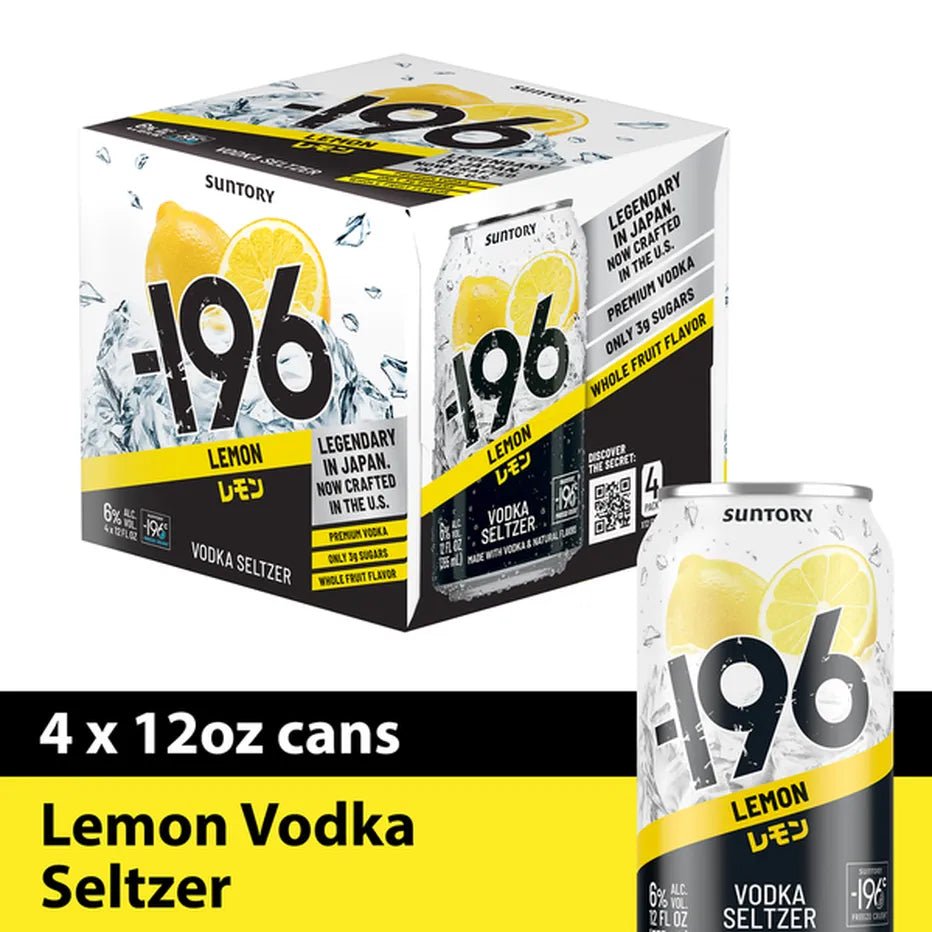 Suntory 196 Vodka Cocktail Seltzer Lemon 4/pk 355ml - Hi Proof - Suntory