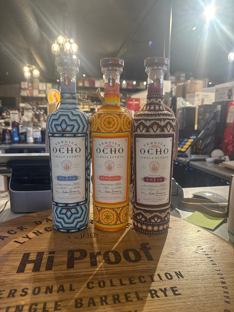 Tequila Ocho Huichol Art Limited Edition 750mL 3 Bottles Bundle - Hi Proof - Tequila Ocho