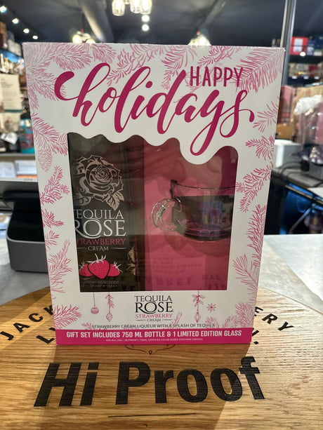 Tequila Rose Strawberry Cream Liqueur W. Glass Gift Set 750ml - Hi Proof - Tequila Rose