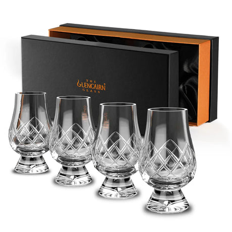 The Glencairn Hand cut Crystal glencairn glass set of 4 with Premium Glencairn Gift Box - Hi Proof - The Glencairn