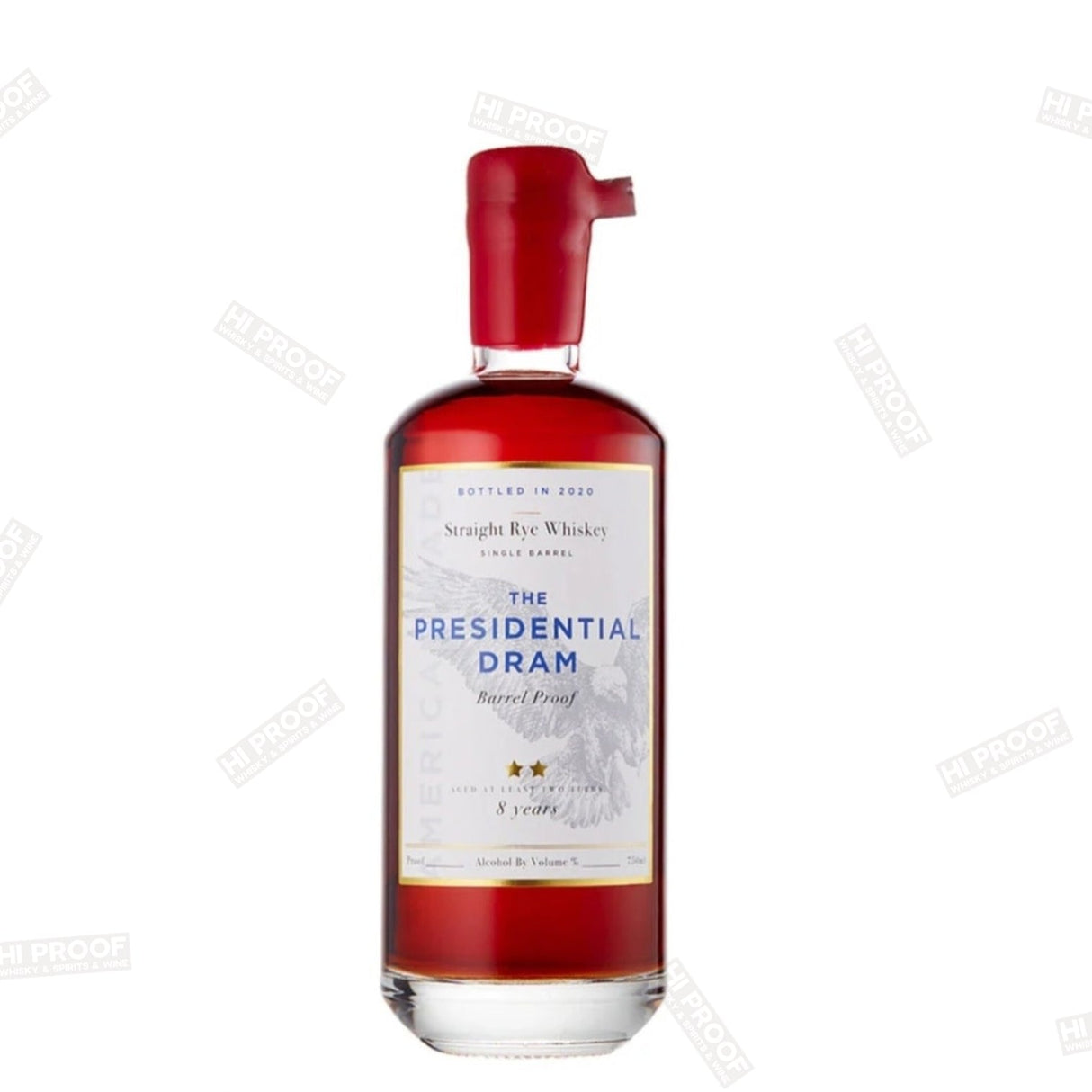 The Presidential Dram 8 Year Old Single Barrel Bourbon Whiskey - 117.74 Proof Cask Strength - 700ml Premium American Whiskey - Hi Proof - The Presidential