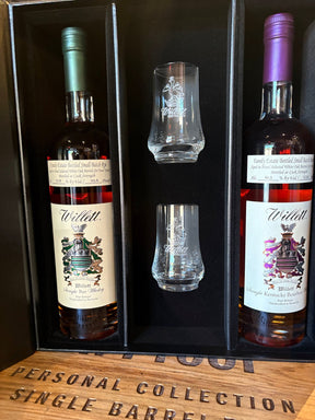 Willett Family Estate Bourbon & Rye 2-Bottle Gift Set 750mL w/ 2 Willett Glasses - Hi Proof - Willett